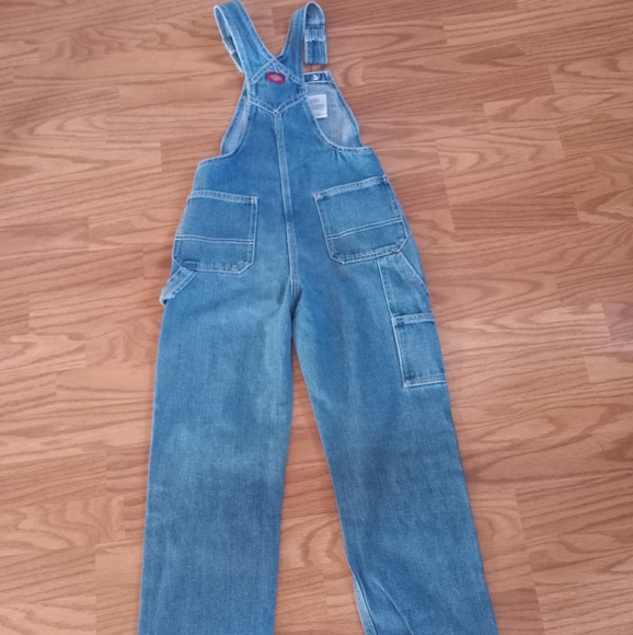 Dickies Boys Blue Denim Bib Overalls 44" length 20 1/2 " inseam 13" waist - Picture 1 of 2